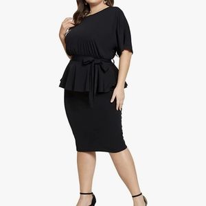 1940's Inspired Peplum Plus Size Dress